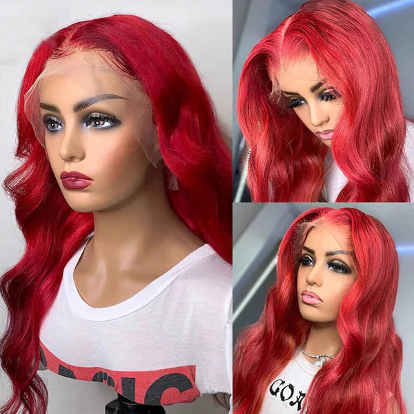 Red Brazilian Body Wave Human Hair 13x4 Lace Front Colorful Hair Wig (Copy)