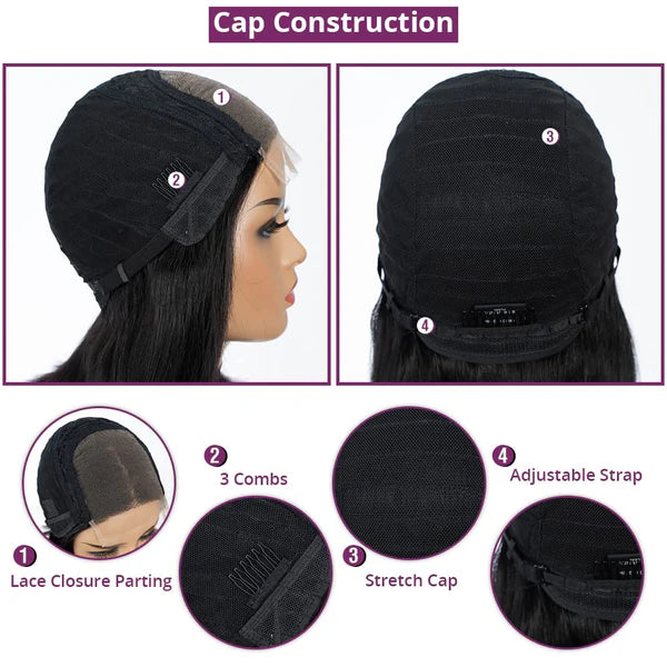 Short Bob 4x4 Lace Closure Human Hair Wigs