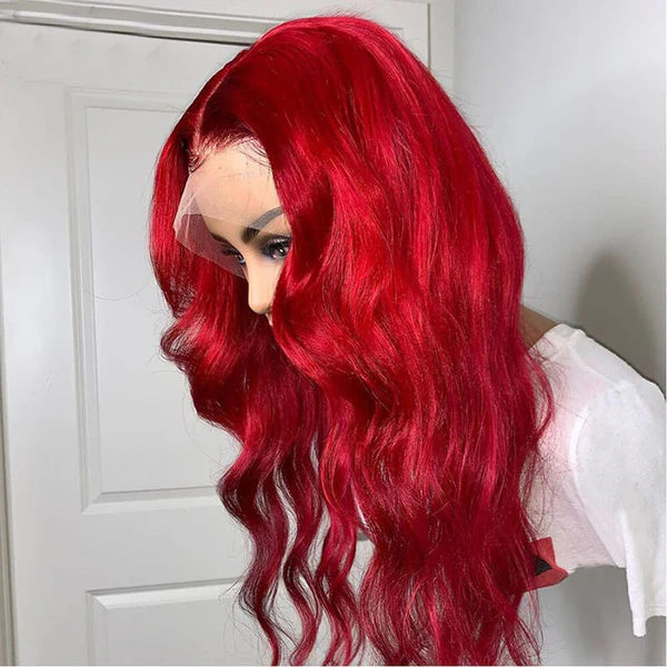 Red Brazilian Body Wave Human Hair 13x4 Lace Front Colorful Hair Wig (Copy)