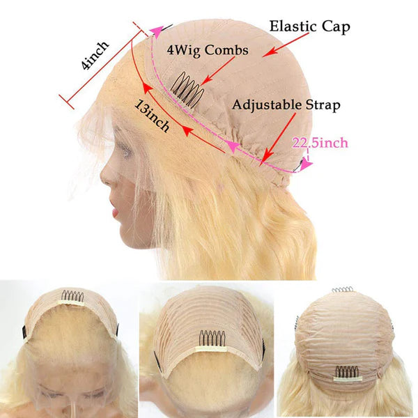 613 Blonde Short Bob Human Hair 13x4 Lace Closure Wigs