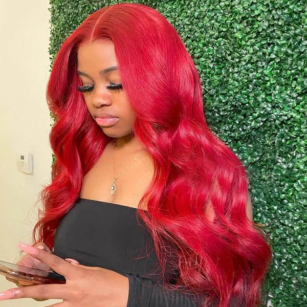 Red Brazilian Body Wave Human Hair 13x4 Lace Front Colorful Hair Wig (Copy)