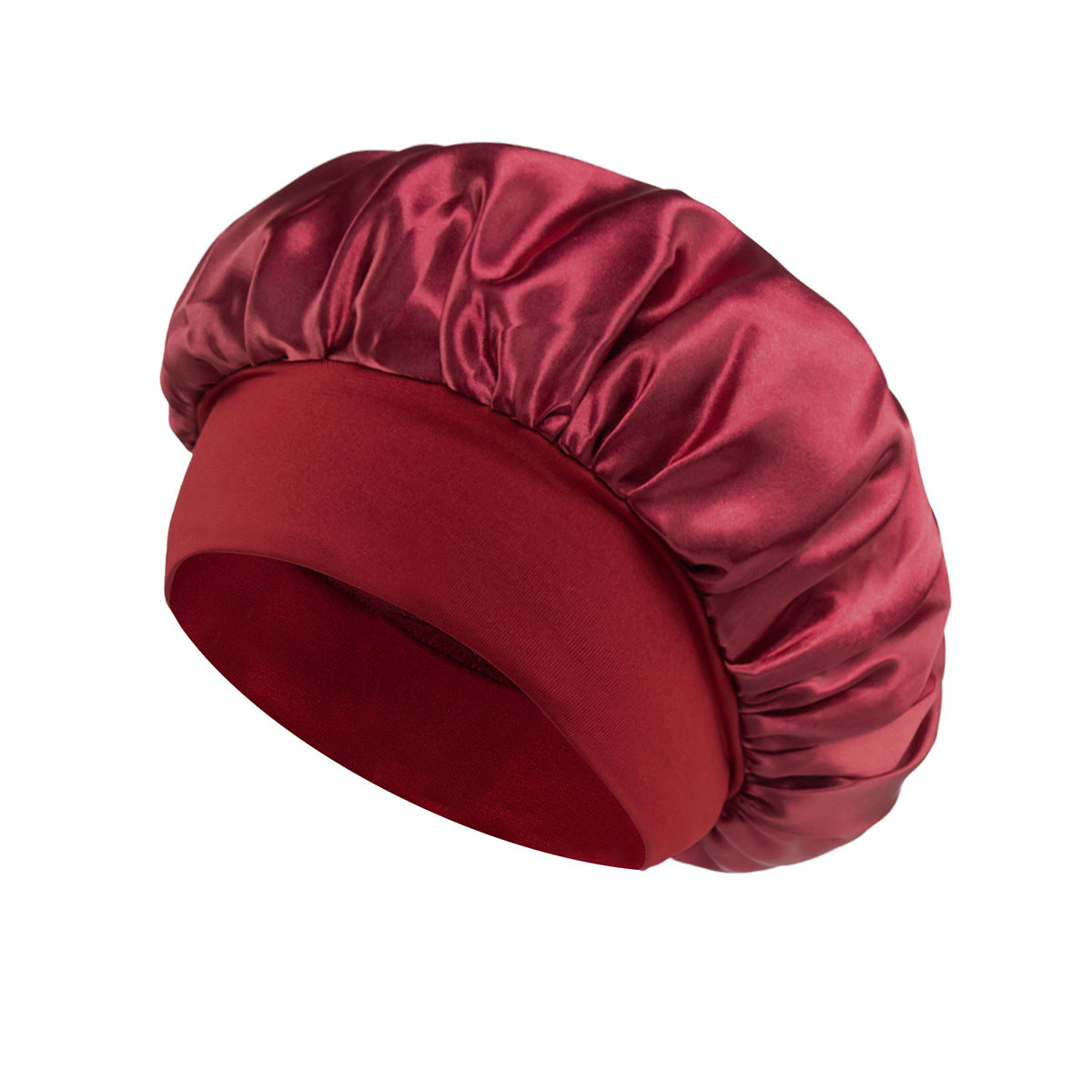 Solid Color Bath Cap Adult Fashion Satin Wide Brim Sleep Cap for Women Chemotherapy Hair Care