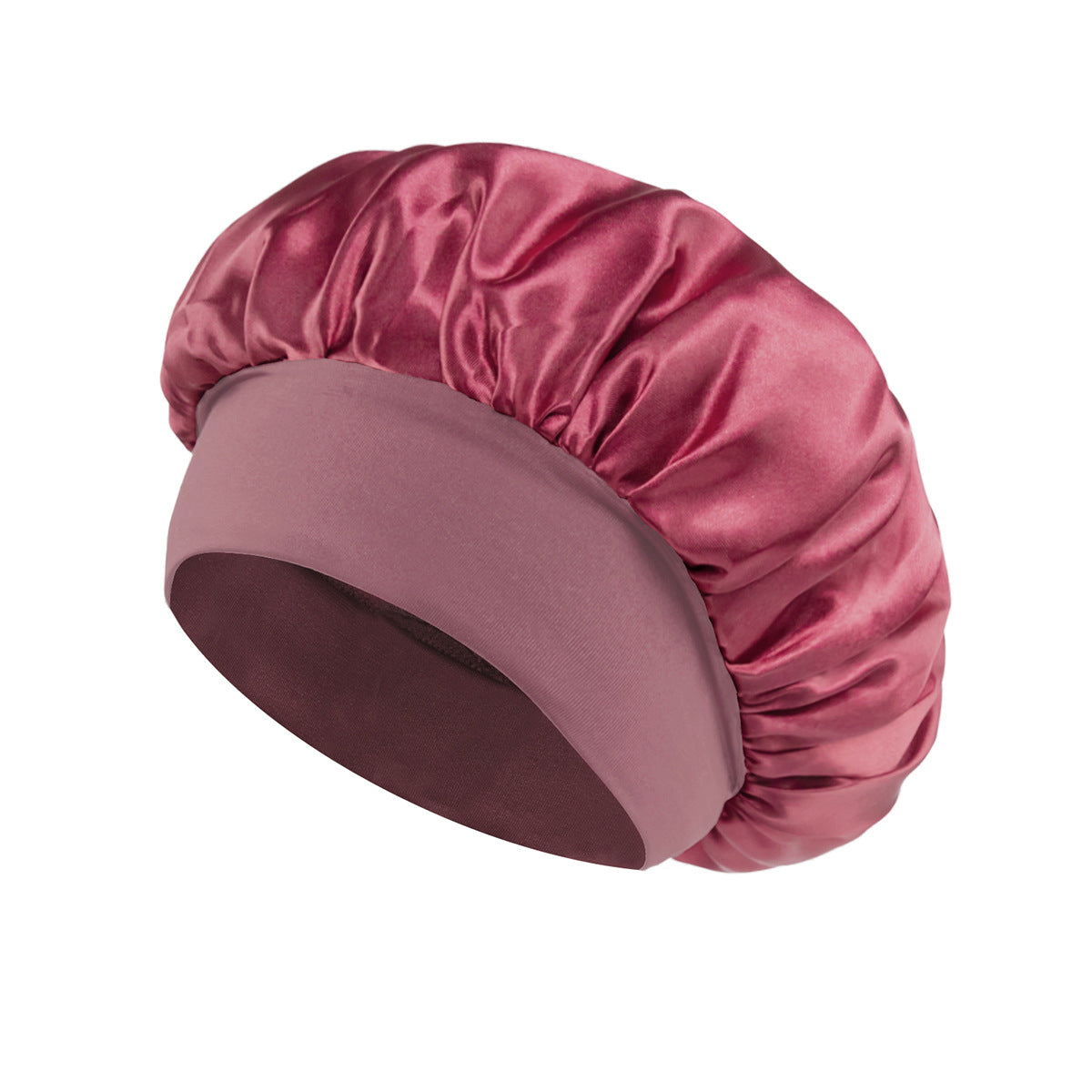 Solid Color Bath Cap Adult Fashion Satin Wide Brim Sleep Cap for Women Chemotherapy Hair Care