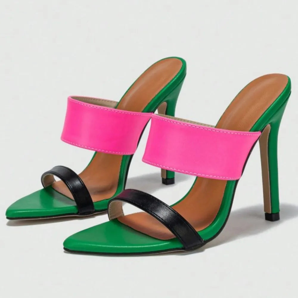 Contrast Open Toe Stiletto Sandals