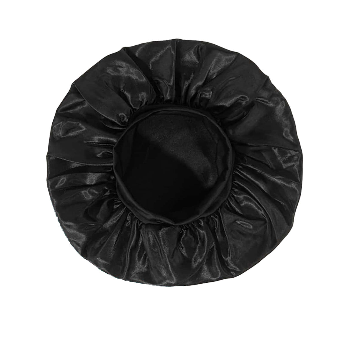 Solid Color Bath Cap Adult Fashion Satin Wide Brim Sleep Cap for Women Chemotherapy Hair Care