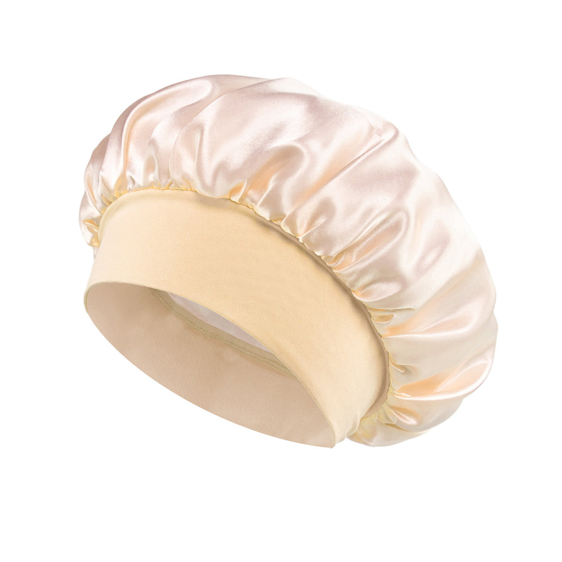 Solid Color Bath Cap Adult Fashion Satin Wide Brim Sleep Cap for Women Chemotherapy Hair Care