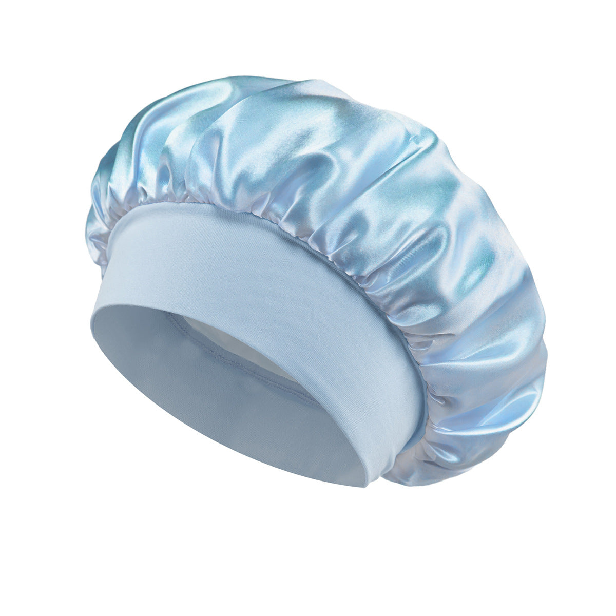 Solid Color Bath Cap Adult Fashion Satin Wide Brim Sleep Cap for Women Chemotherapy Hair Care