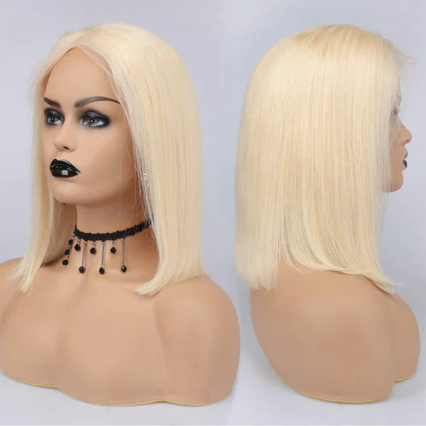 613 Blonde Short Bob Human Hair 13x4 Lace Closure Wigs