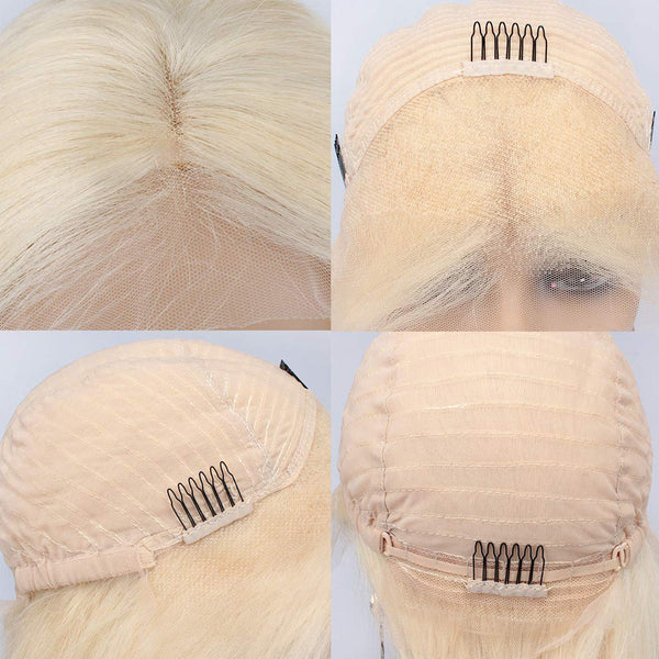 613 Blonde Short Bob Human Hair 13x4 Lace Closure Wigs