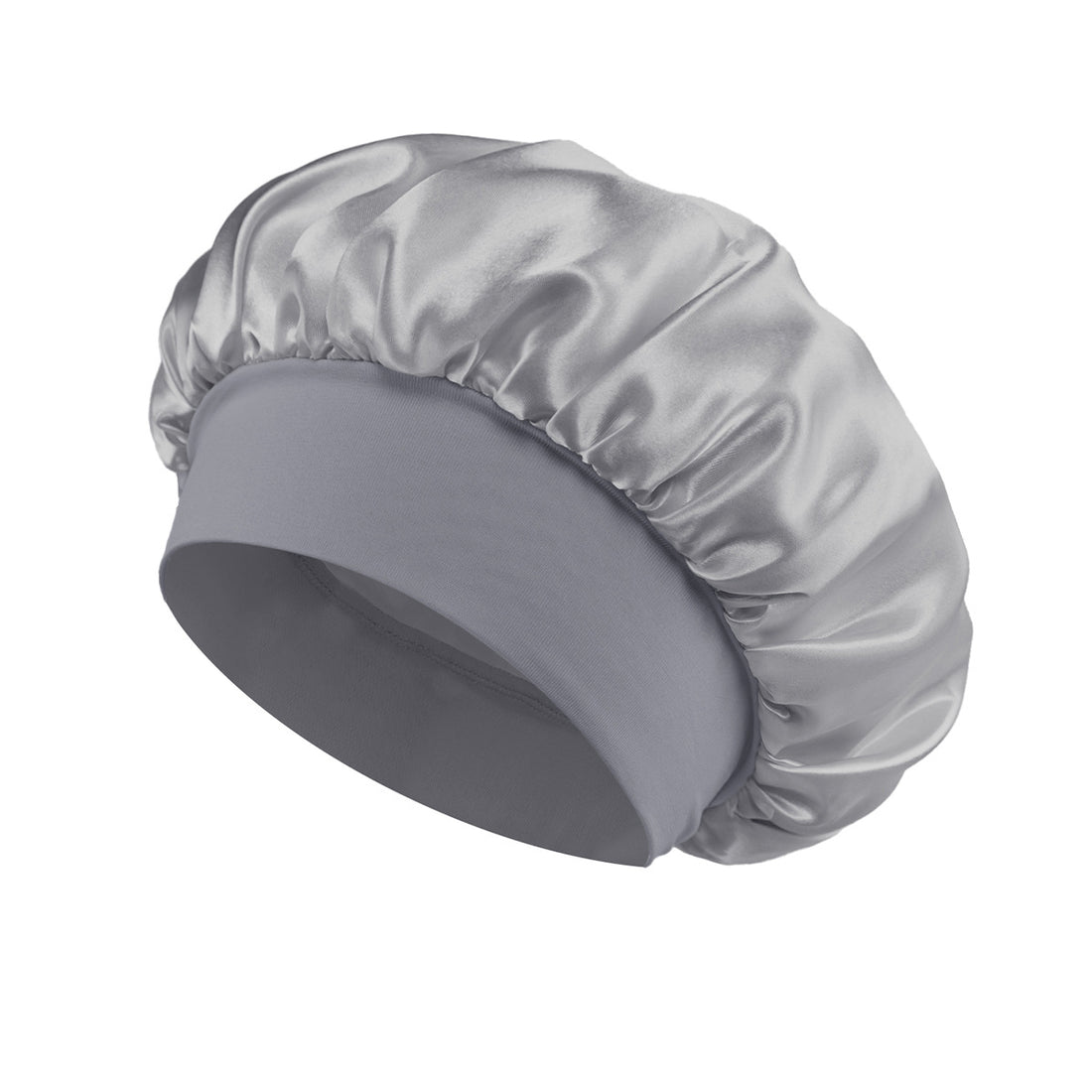 Solid Color Bath Cap Adult Fashion Satin Wide Brim Sleep Cap for Women Chemotherapy Hair Care