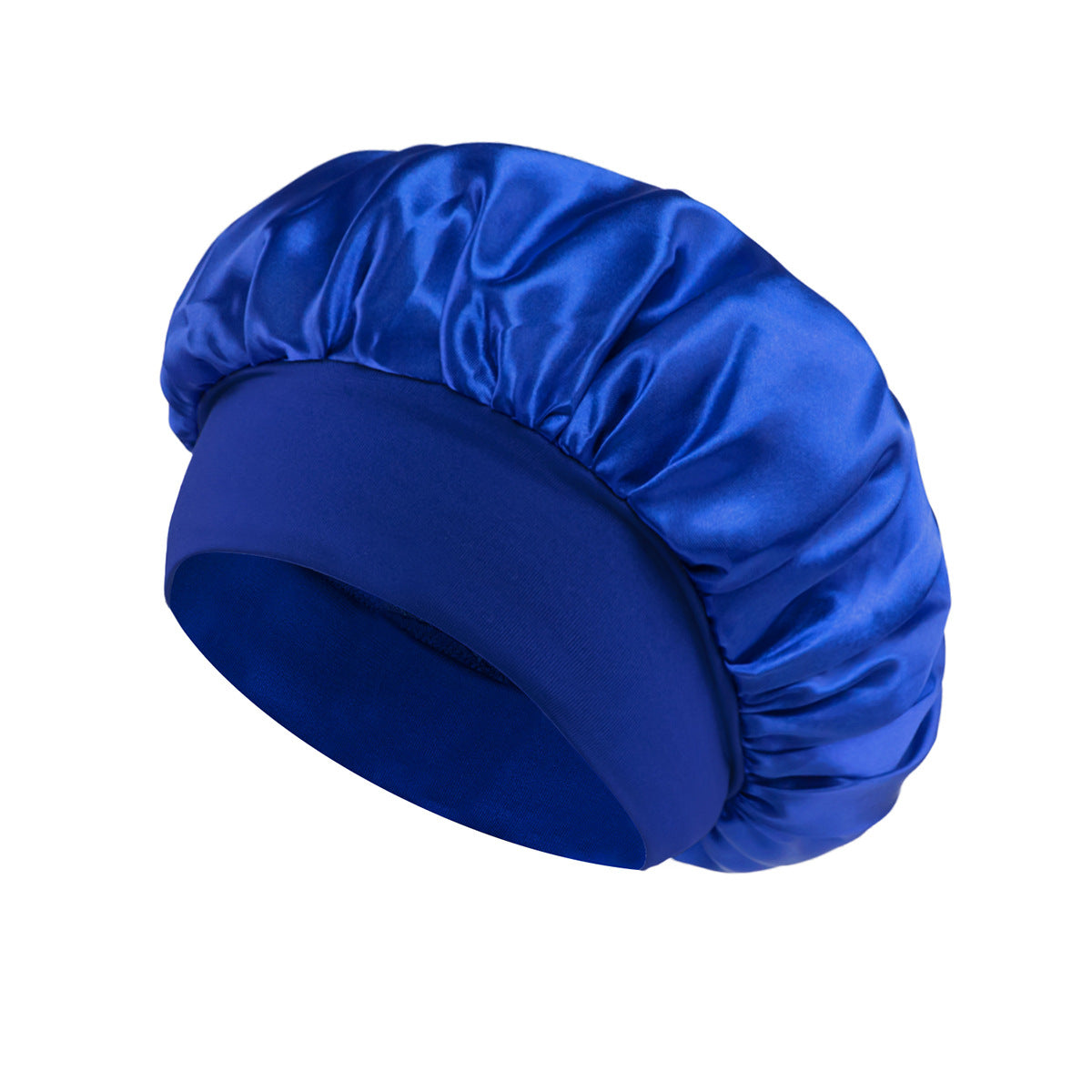 Solid Color Bath Cap Adult Fashion Satin Wide Brim Sleep Cap for Women Chemotherapy Hair Care