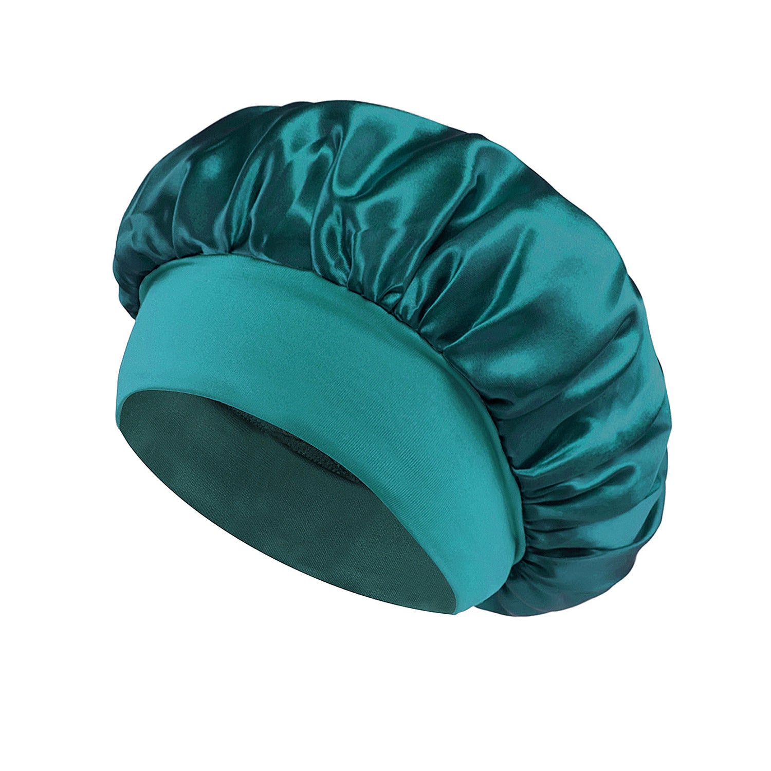 Solid Color Bath Cap Adult Fashion Satin Wide Brim Sleep Cap for Women Chemotherapy Hair Care