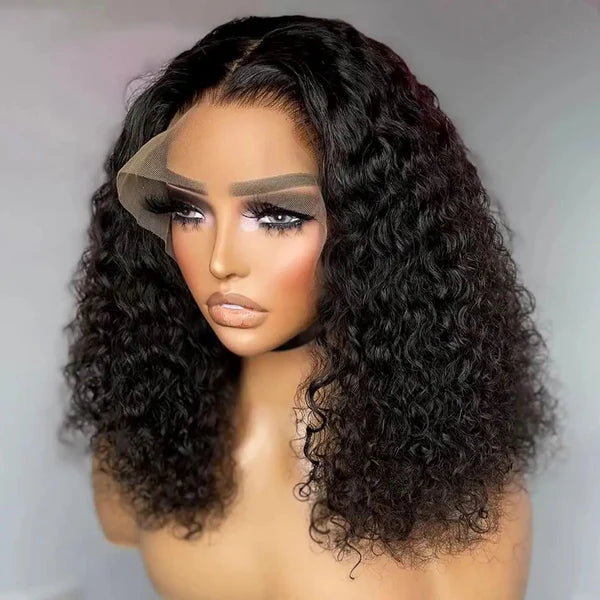 12A Double Drawn Curly Short Bob Human Hair 4x4 5x5 13x4 Lace Front Wig