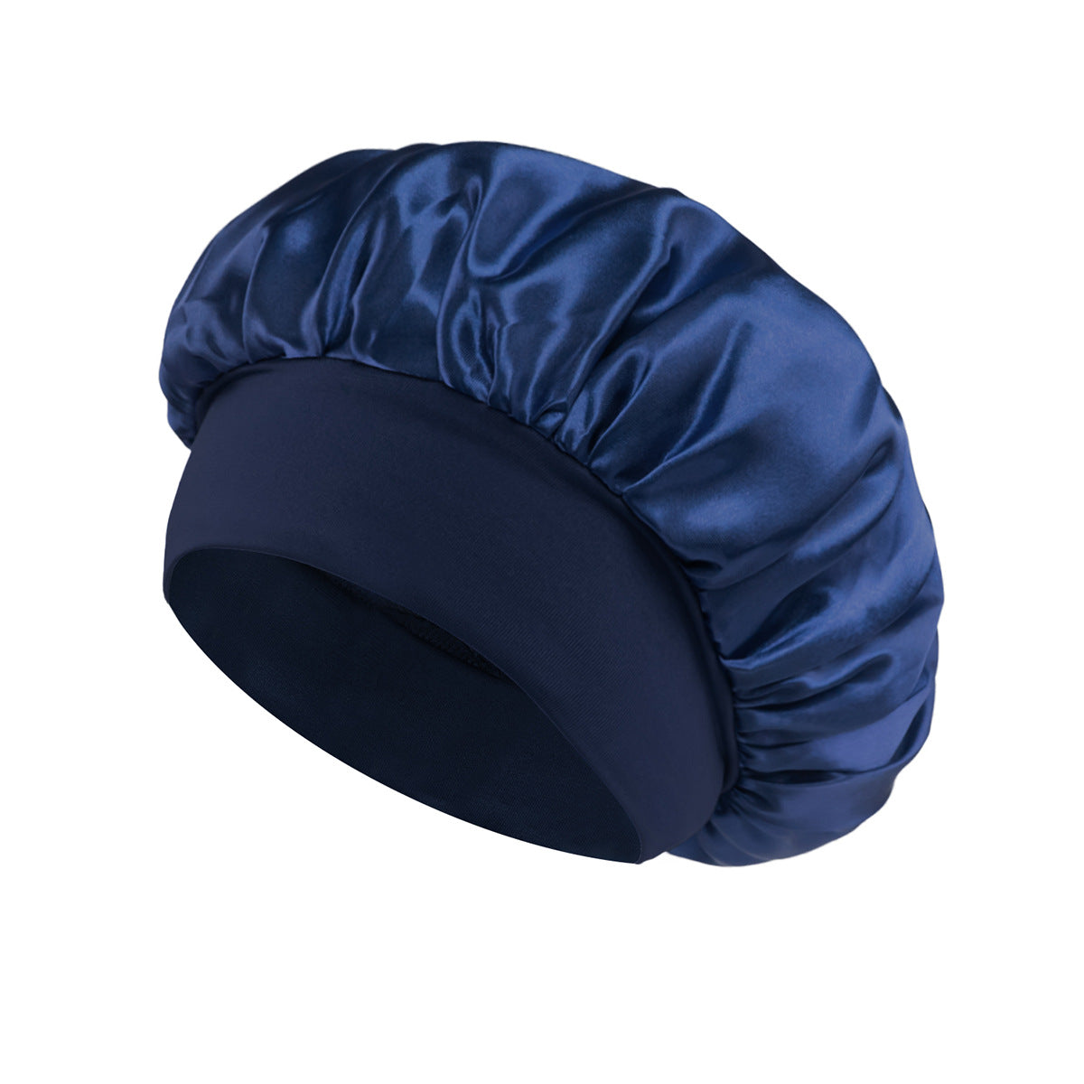 Solid Color Bath Cap Adult Fashion Satin Wide Brim Sleep Cap for Women Chemotherapy Hair Care