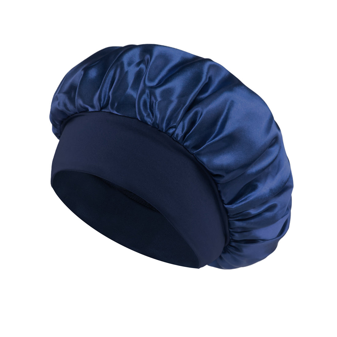 Solid Color Bath Cap Adult Fashion Satin Wide Brim Sleep Cap for Women Chemotherapy Hair Care