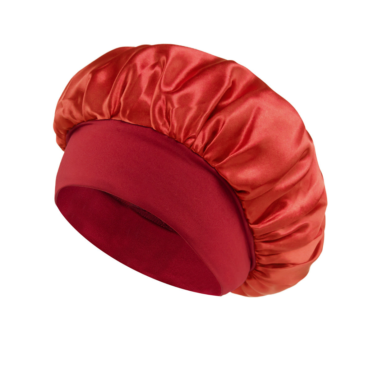 Solid Color Bath Cap Adult Fashion Satin Wide Brim Sleep Cap for Women Chemotherapy Hair Care