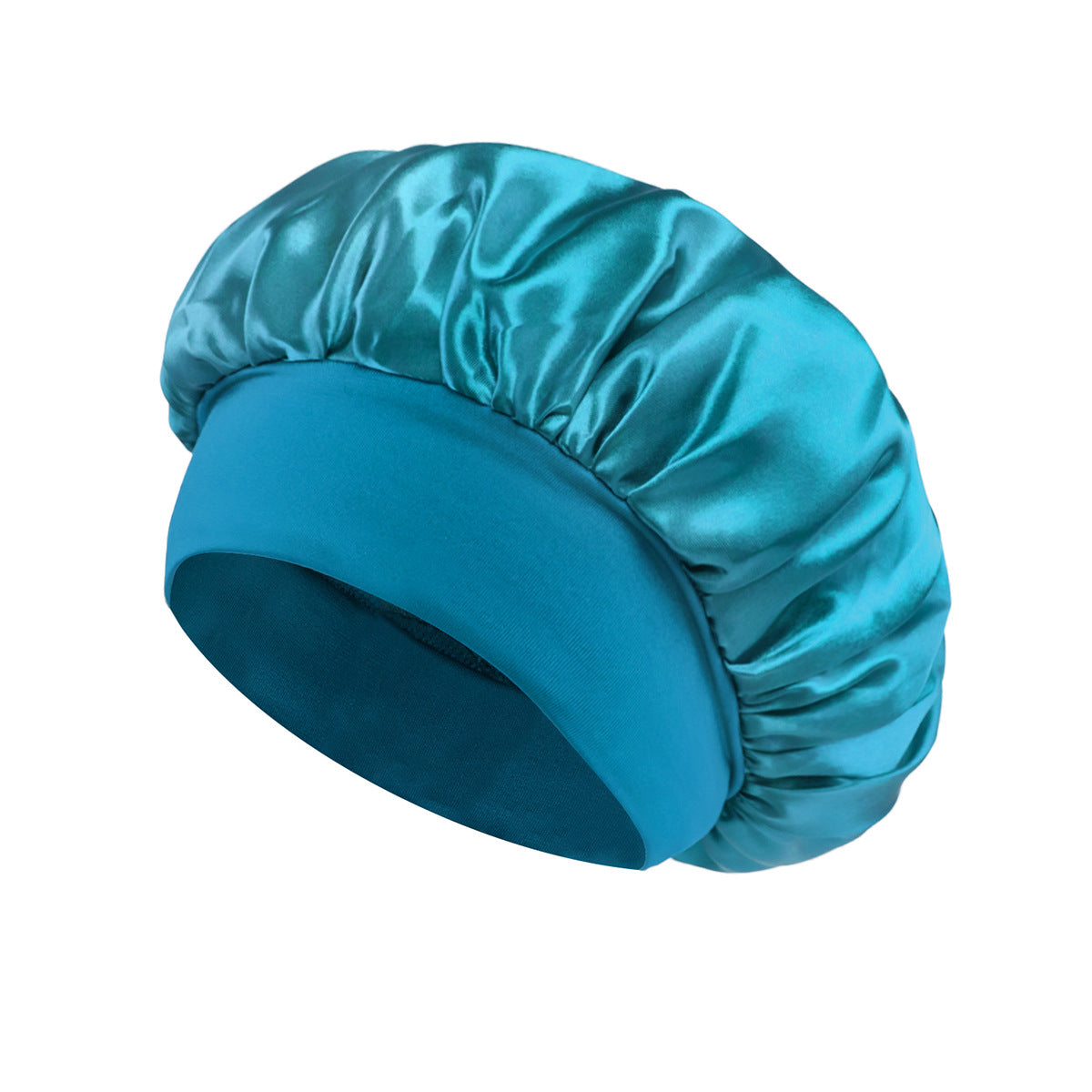 Solid Color Bath Cap Adult Fashion Satin Wide Brim Sleep Cap for Women Chemotherapy Hair Care