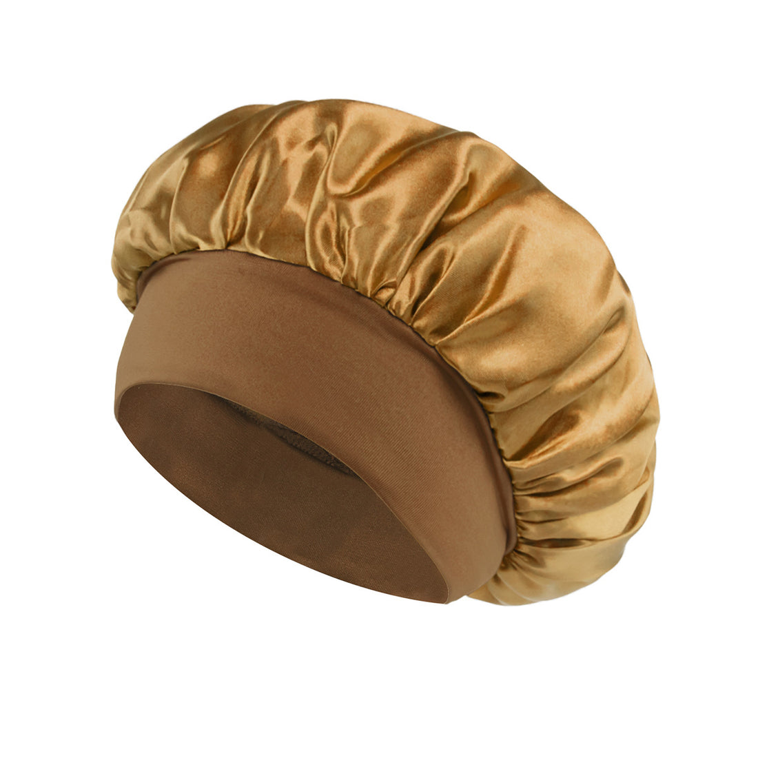 Solid Color Bath Cap Adult Fashion Satin Wide Brim Sleep Cap for Women Chemotherapy Hair Care